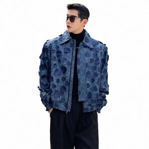 Luzhen Korean Fi Men's Elegant Splicing Design Denim Chaquetas Jacquard Street Trendy Outwear Coat 2024 Envío gratis 13bf9c d7kJ #