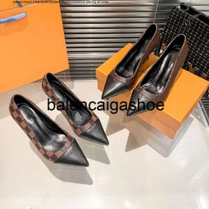 lv8 schoenen Kledingschoenen 8 cm Puntige neus Slingback Pumps Loafers hoge hak sandaal Dames geruite ruiten naaldhak bruin leer Pomp designer Luxe EU34-42 gloednieuw