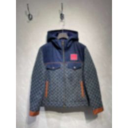 Lvity down lvse topquality ontwerper heren jas geborduurde dames capuchon jas parka winter warm down jas gigantdamier dambord denim capuchon jas down j