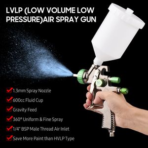 LVLP 1,3 mm/1,8 mm Luchtspuitpistool Kit 600cc vloeistof Cup Gravity Feed Air Paint Sprayer Mini handheld 360 graden verfspuitpistool