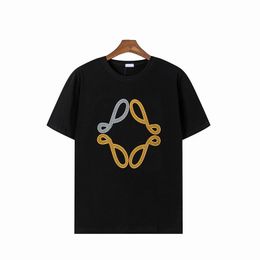 LVMH Été LOE T-shirt Homme Loeweelies avec Alphabet Imprimé Manches Courtes Marca De Lujo Espanola Homme Lâche Décontracté Tendance Haut Vêtements Rue Manches Courtes 816