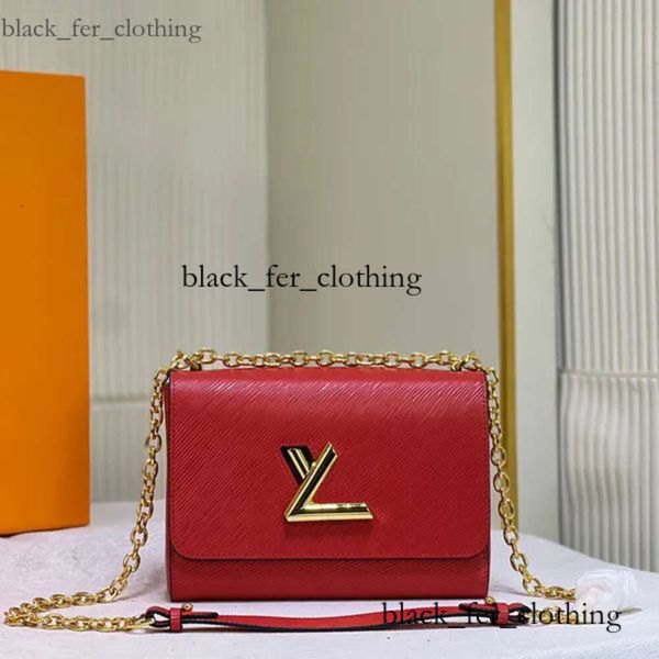 LVSE Evening Classic Twist Lock Crossbody Bag Bag Bag Bags Genuine Leather Chain Rivet Shoulse Bolss Purse de alta calidad Cuero genuino 6267