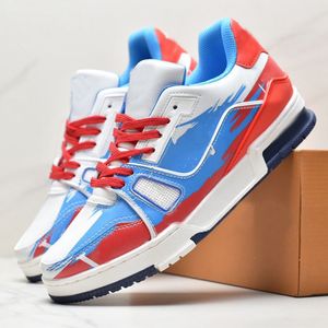 Lvse schoenen desinger schoenen virgil low emed hardloopschoenen platte sneaker schoenen platform letter kalfsleer denim lederen mannen vrouwen sky blauw abloh denim 817