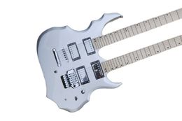 Lvybest 12 strings Silver Double Neck Electric Guitar Chrome Hardware Maple Neck biedt aangepaste service
