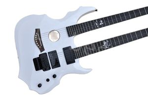 Lvybest – guitare électrique blanche à 6 cordes, Double manche, matériel chromé, touche en palissandre, offre un Service personnalisé