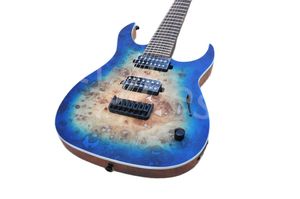 Lvybest blauw fineer 7strings elektrische gitaar met zwarte hardware rozenhout mahonie mahonie mahonie body bieden op maat gemaakte service