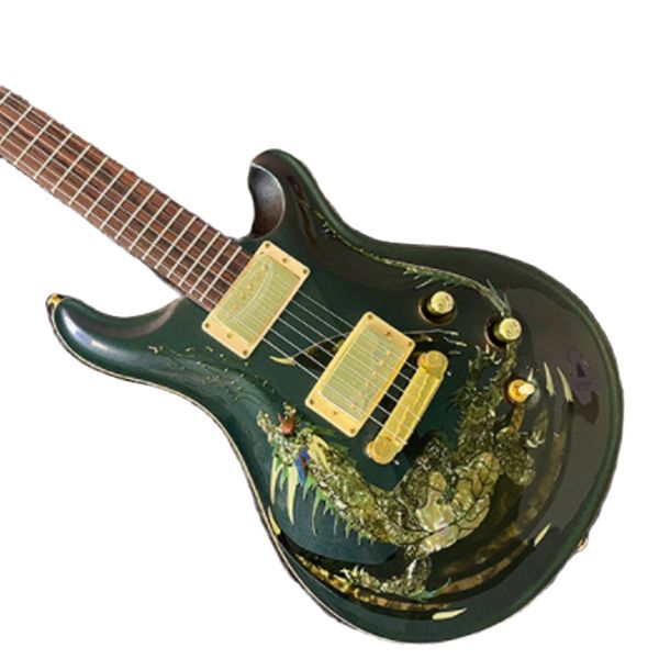 Lvybest China Electric Guitar Green Color La carte des ventes directes d'usine Dragon peut être personnalisée