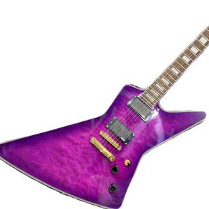 Lvybest China elektrische gitaar De paarse kleuren gans type tijgerstrepen fabrieksafgerechten kan worden aangepast