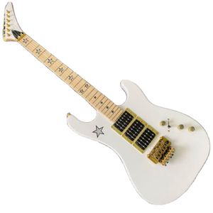 Lvybest Chinese elektrische gitaar witte kleur duplex tremolo System 3 pickups sterren fret inlays