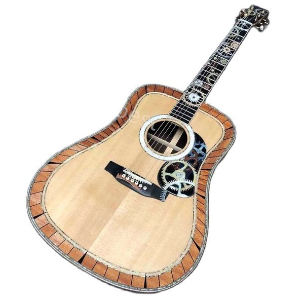 Guitare électrique Lvybest personnalisée 40 pouces Om guitare acoustique en bois massif avec accordeur argenté 20 frettes