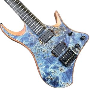 Lvybest aangepaste 6 strings headless elektrische gitaar met geïmporteerde stalen magneet pick -up accepteren gitaar aangepast op logo -vorm hardw