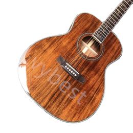 Lvybest personnalisé Grand 40 pouces solide Koa haut guitare acoustique reliure à chevrons accepter la personnalisation de la guitare OEM