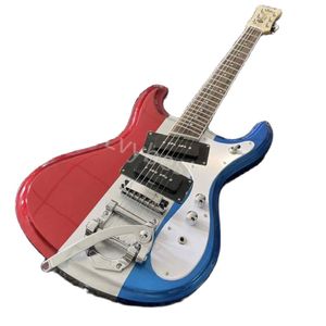 Lvybest aangepaste mos rite stijl elektrische gitaar met rood wit blauw kleuren speciale body bigs