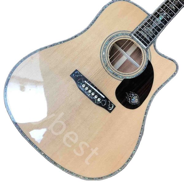 Lvybest Custom Solid Spruce Top KOA Back Side 45D Acoustic Guitar Accept OEM Custom Pickguard and Logo on Headstock