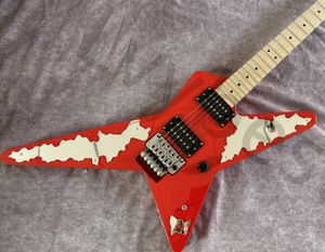 Lvybest aangepaste 6 strings elektrische gitaar solide rood met rock tremolo spiegel Pickguard Black Open Pole pickups