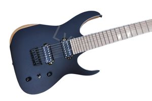 Lvybest elektrische gitaar zwarte body 7 strings met zwarte hardware, esdoornbaks bieden aangepaste service