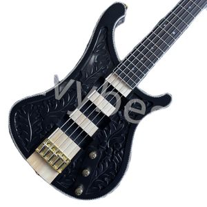 Lvybest Guitarra eléctrica Black Carve Patrones o diseños en Woodwor Guitarra eléctrica 2023 New Pop High-End Custom Fashion Special-Shaped