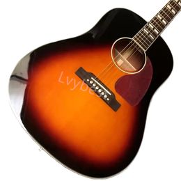 Lvybest Guitare électrique Custom 41" J45 Series Guitare acoustique Touche en ébène et dos en palissandre