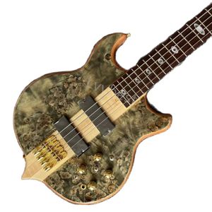 Lvybest Guitarra eléctrica Custom Burst Maple Top 4 5 6 Cuerdas Bajo Cuello a través del cuerpo Personalizado Alembi Bajo eléctrico