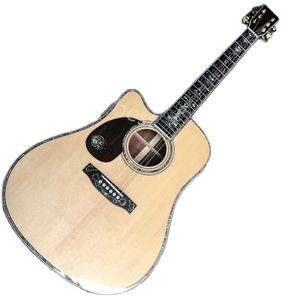 Lvybest elektrische gitaar op maat dreadnought 45SL linkshandig abalone bindende levensboom inleg akoestische gitaar met aangepaste slagplaat en hoofden