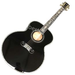 Lvybest elektrische gitaar aangepast GB 43 inch jumbo volledige abalone bindende glanzend afwerking J200BL akoestische gitaar