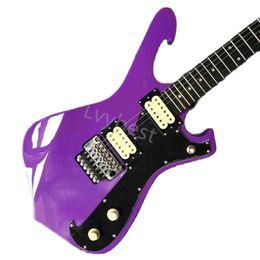 Lvybest Guitare électrique Forme de corps irrégulière personnalisée Style Iban de couleur violette