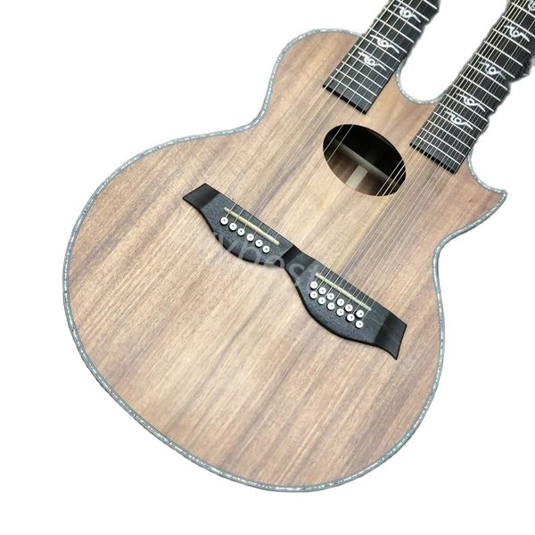 LvyBest Guitarra eléctrica Custom Solid Koa Wood Top PS14DK Ritchie Sambora Modelo 6/12 Cuerdas Doble de guitarra acústica Doble Dreadnought Ooo