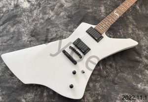 Lvybest elektrische gitaar vaste witte kleur rozenhout toetsenbord met slang witte parel -inleg actieve pickups kunnen worden aangepast