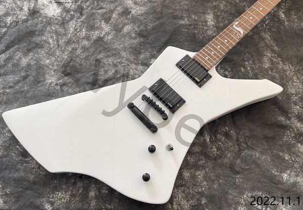 Guitarra eléctrica Lvybest, diapasón de palisandro de Color blanco sólido con incrustaciones de perlas blancas de serpiente, pastillas activas que se pueden personalizar