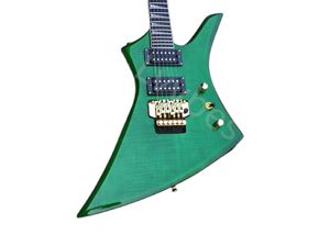 Guitare électrique Lvybest Factory Custom Green Body avec touche en palissandre, quincaillerie dorée, offrant des services personnalisés