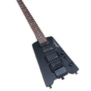 Lvybest in China Headless Electric Guitar Black Matte Paint Maple Guitar Head and Mahony Body