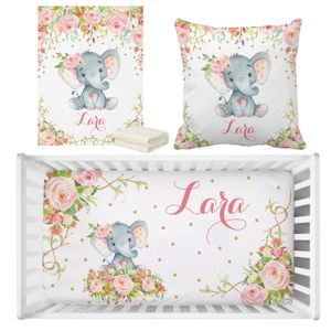 LVYZIHO Baby Girl Rose Elephant Libering Nom Custom Nom Boho Rose Elephant Liberding Set Baby Shower Gift Crib Set Set 240429