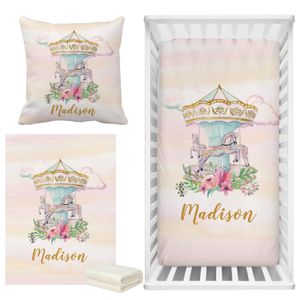 LVYZIHO – parure de lit à carrousel Floral, magnifique ensemble de literie avec nom personnalisé, cadeau de réception-cadeau pour bébé, 240313