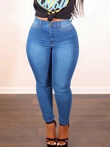 LW Basic Plus Size High Taille Stretchy Skinny Jeans Female Street Zipper Fly Daily Solid Autumn Pants for Women 240429