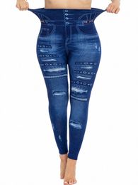 LW Plus Taille Taille haute Ripped Skinny Pantalons Femmes Printemps Casual Imprimer Taille élastique Skinny Yoga Leggings Sport Bas d8ZG #