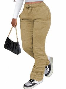 LW Pantalons de grande taille Taille moyenne Cordon de serrage Pantalons de survêtement empilés Pantalons de survêtement empilés Femmes Jogger Cargo Pantalon de survêtement l7Lp #