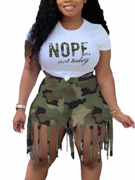 lw Plus Size Shorts Set Camo Gland Y2k Graphiques Top Shorts Set Femme Manches Courtes Deux Pièces Ensemble Casual Femmes Macthing Outfit O1L9 #