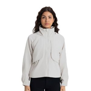 Lw012 Manteau à capuche d'extérieur veste coupe-vent sweat-shirts coupe ajustée vêtements d'extérieur hydrofuges veste de sport pour femme avec capuche dissimulable