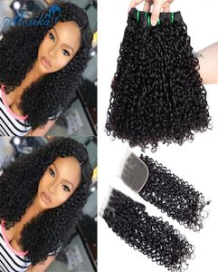 LX Brand Moxika Fumi Hair Weave Tips Pixie Curls Bundles with Close Double Toft Remy Indian Pissy Curls Human Hair Bundles with Closu8479035