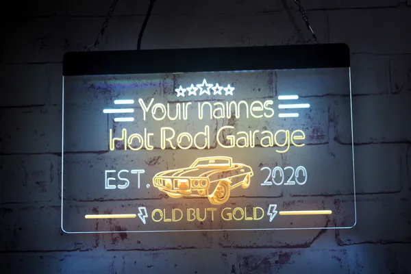 LX1297 LED Strip Lights Signez Vos Noms Hot Rod Garage Vieux Mais Or Gravure 3D Double Couleur Conception Libre Vente En Gros Au Détail
