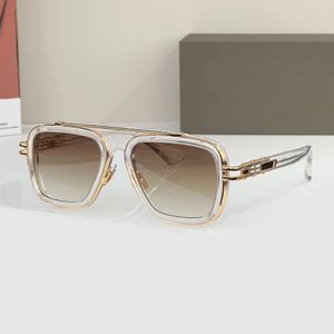 LXN Square Sunglasses Gold Transparent brun Men de luxe Lunes Luxury Lunes Sunnes Designers de soleil