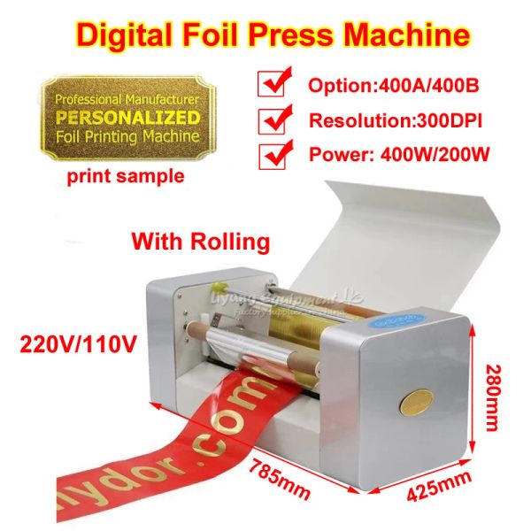 Ly 400B Digital Foil Press Machine 400A Imprimante d'estampage en papier chaud pour coudre Impression de carte de sublimation avec kit de roulement 300dpi