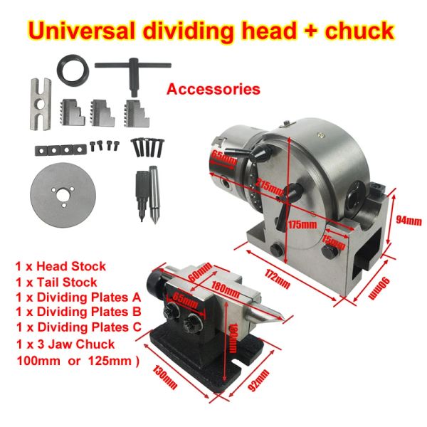 Ly BS-0 5 pouces 3 mâchoire Chuck Précision Universel CNC Rotary Axis Dividing Head for CNC Graving Milling Machine Table