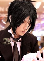 Ly cs goedkope verkoop dance party cosplaysnew korte zwarte zwarte butler sebastian Michaelis anime cosplay