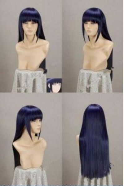 Ly CS venta barata de cosplays de fiesta de baile ¡CALIENTE! Narutos Shippuden Hinata Hyuga Peluca de cosplay mixta azul y negra de 80 cm