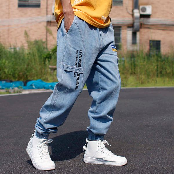 Ly Designer Mode Hommes Jeans Coupe Ample Rétro Bleu Clair Casual Denim Cargo Pantalon Streetwear Hip Hop Joggers pour