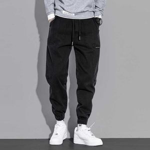 Ly Designer mode hommes jean coupe ample épissé décontracté Cargo pantalon Streetwear japonais Vintage Hip Hop Joggers Harem pantalon