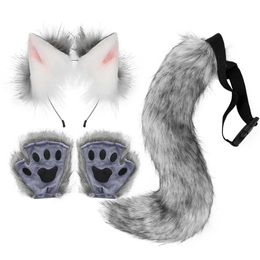 Ly Sexy femme chat renard Cosplay accessoires bandeau queue coiffure oreilles en peluche queue gants Anime belle Lolita Cosplay accessoires ensemble 240315