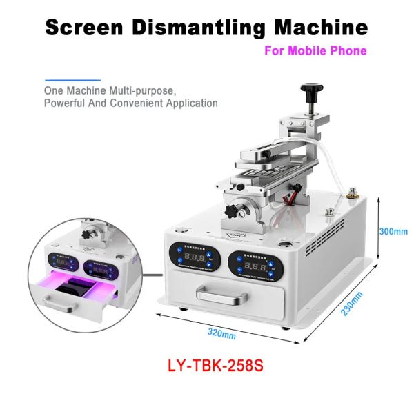 LY-TBK-258S Temperatura constante Calentamiento LCD Desmontaje de la pantalla del marco del marco de la carcasa Macine OCA DEGUMMING UV CURING 110V 220V