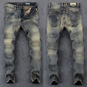 Ly Vintage Fashion Men Jeans Retro lavé élastique Slim Fit Ripped Italian Style Designer Casual Denim Pants Hombre 240426